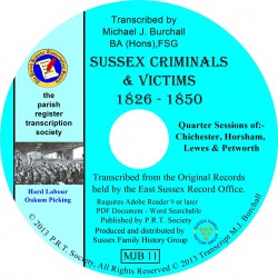 Sussex Criminals & Victims  1826-1850